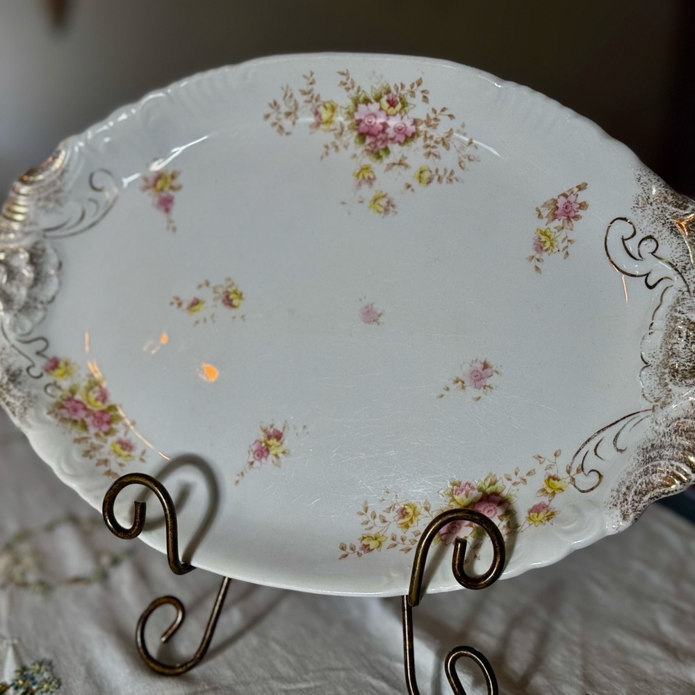 Charles Ahrenfeldt Antique French porcelain Oval Floral Serving Platter